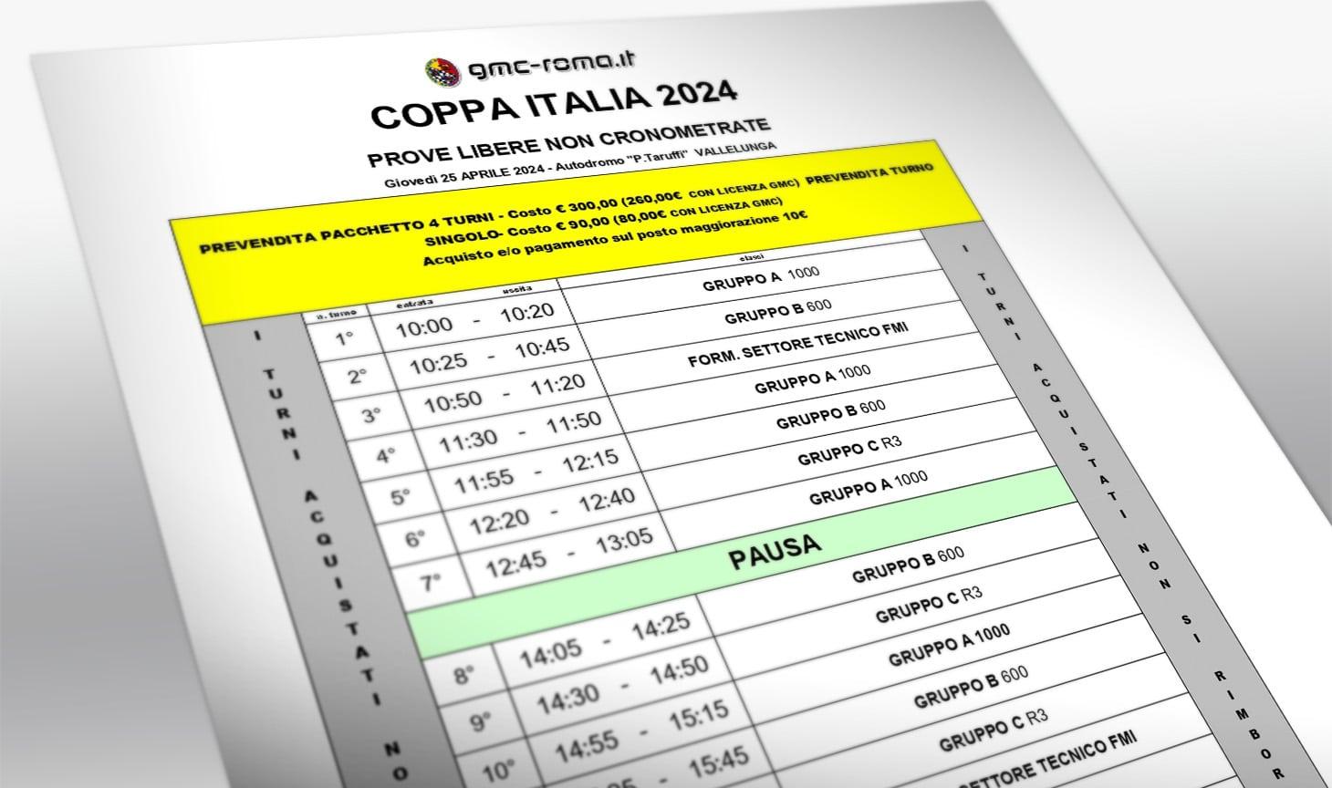 Prove Libere Coppa Italia 25 aprile 2024